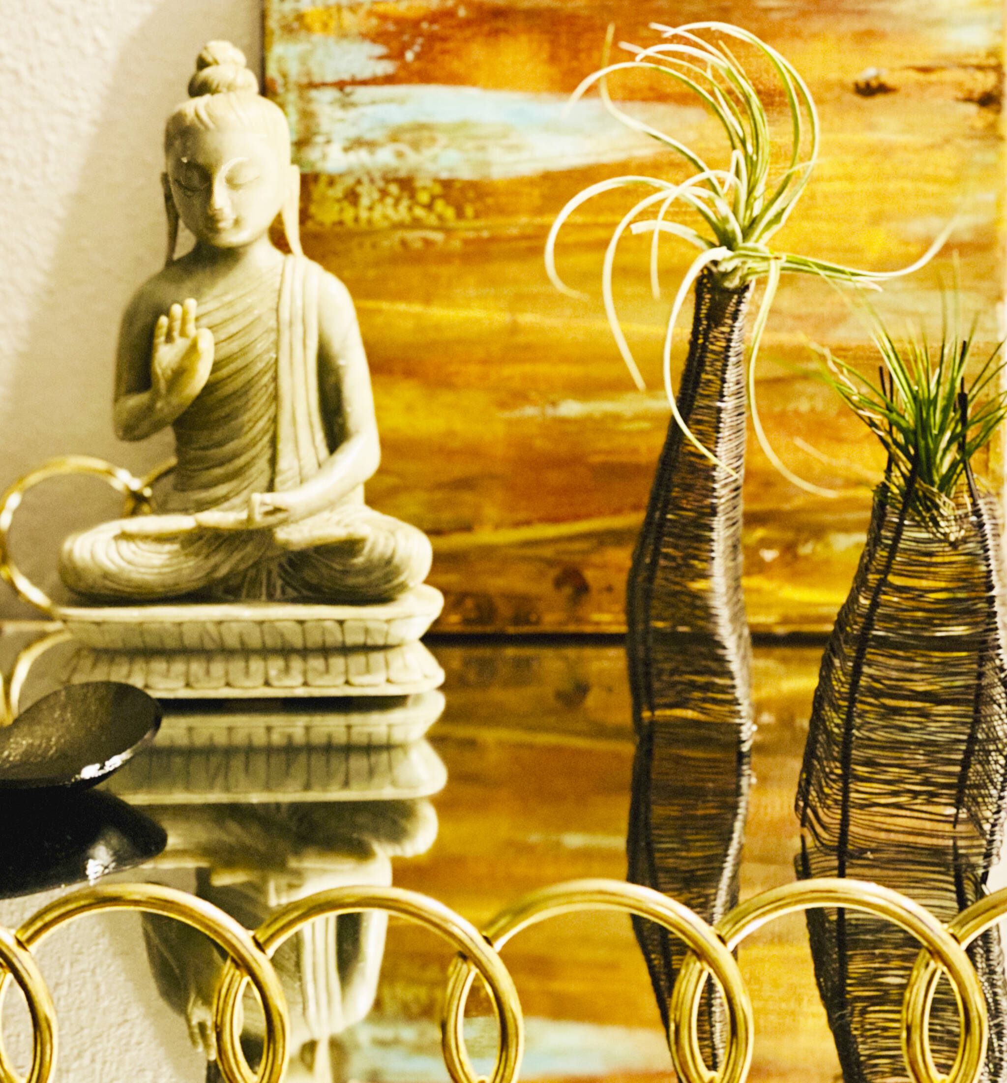 Cast of metal pieces from artist Leah Gerrards large format sculptures turned into air plant holders. Denise Stoughton and Sarah D. King Courtesy Photos