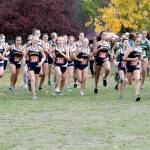 Review file photo 
The Bainbridge HS girls cross country team, shown here taking off during a league meet at Battle Point Park, took home the Olympic League championship last week.
