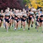 Review file photo 
The Bainbridge HS girls cross country team, shown here taking off during a league meet at Battle Point Park, took home the Olympic League championship last week.