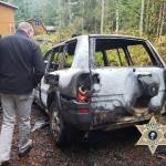 A car was destroyed in the fire.