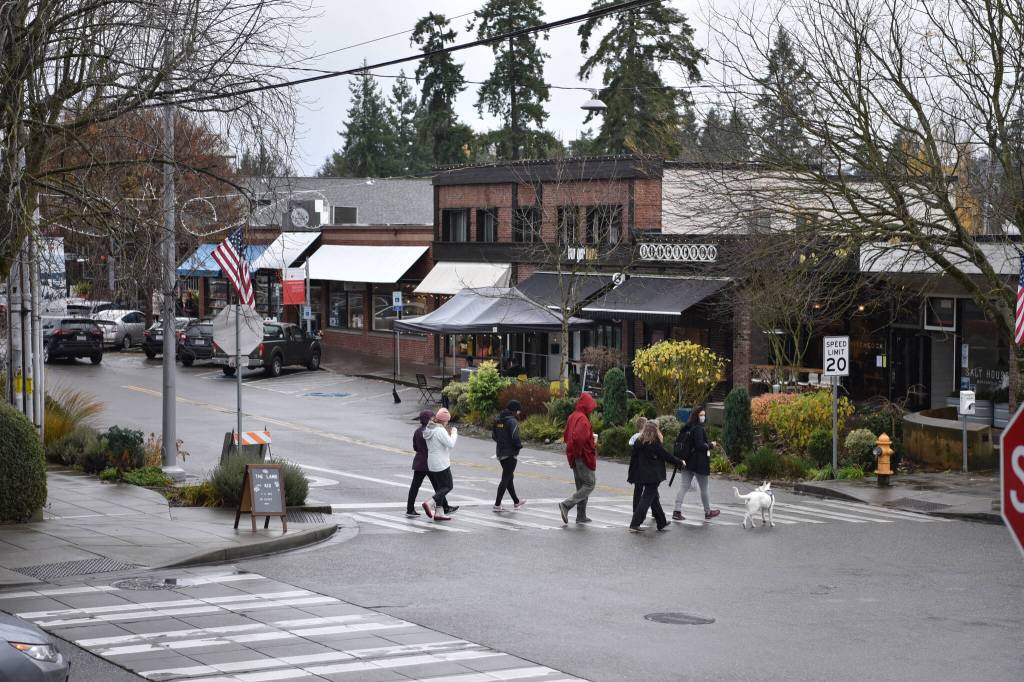 Visitors out on Shop Small Saturday in Winslow.