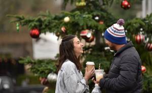 Cecily Deramo and Eric Olivares from San Diego were in Seattle visiting family for Thanksgiving and made a day trip to Bainbridge Island for wine tasting and to celebrate their third wedding anniversary. Deramo said she was drawn to BI for a day to “escape from the city and to see the trees.”