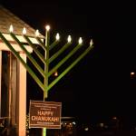 The Chabad Jewish Center of Bainbridge Island & North Kitsap Menorah at Winslow Green. Nancy Treder/Bainbridge Island Review.