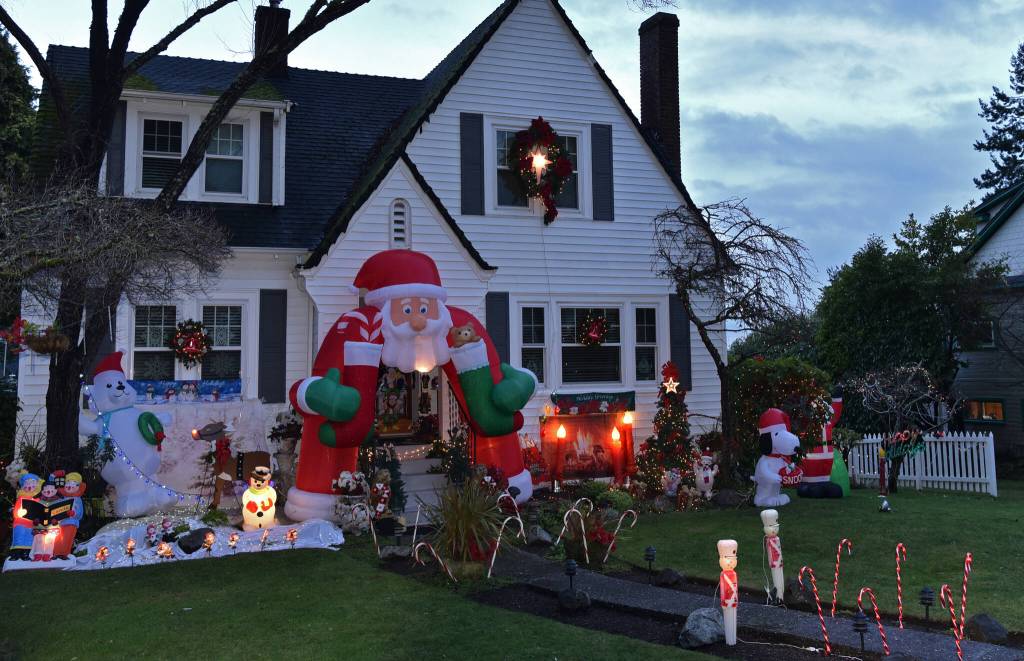 Candy canes and toy soldiers line the path to Jackie West's front door.