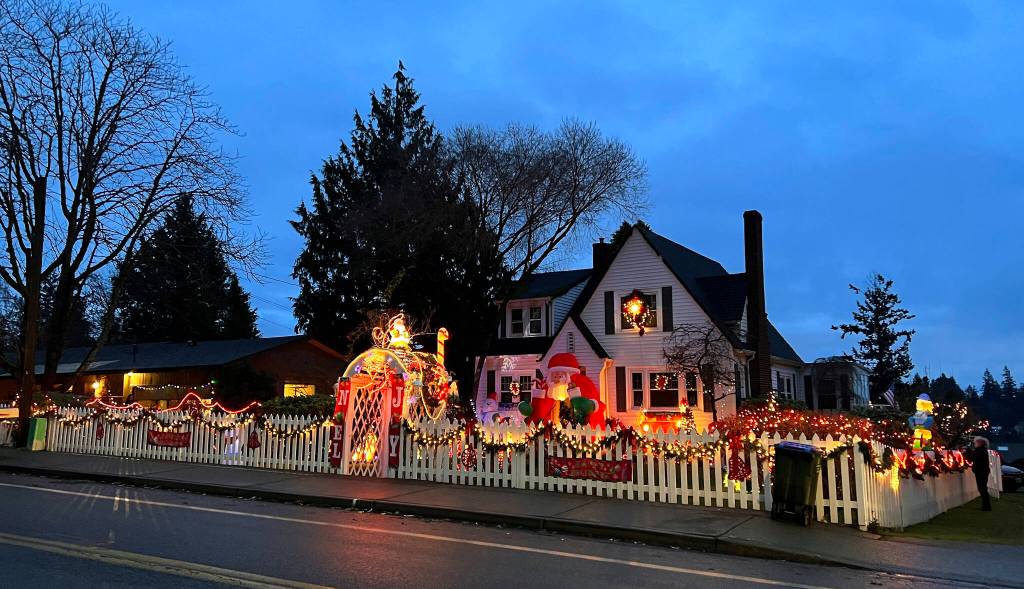 Christmas has arrived at Ferncliff Avenue. Decorating for the holidays is part of Jackie West's year-round quest to bring holiday cheer to Bainbridge Island. It's a family tradition that was started by her parents at her childhood home on Wood Street more than 80 years ago. Continuing the tradition is important to West and each year she updates her yard with additional items given to her by friends and family which she adds to the collection with help from her son, Brad West.