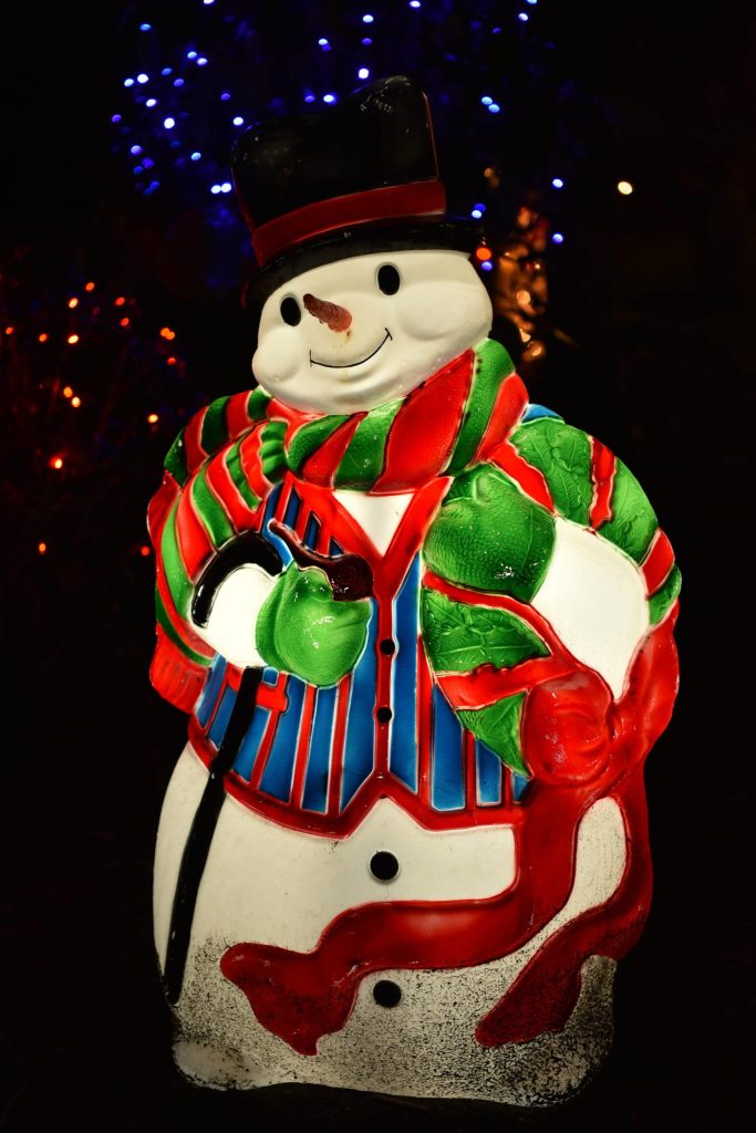 Frosty the Snowman all dressed up for the season in Rolling Bay.