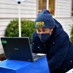 April Murray, the BISD COVID testing coordinator, prepares to administer the 200th rapid test Jan. 10. Nancy Treder/Bainbridge Island Review