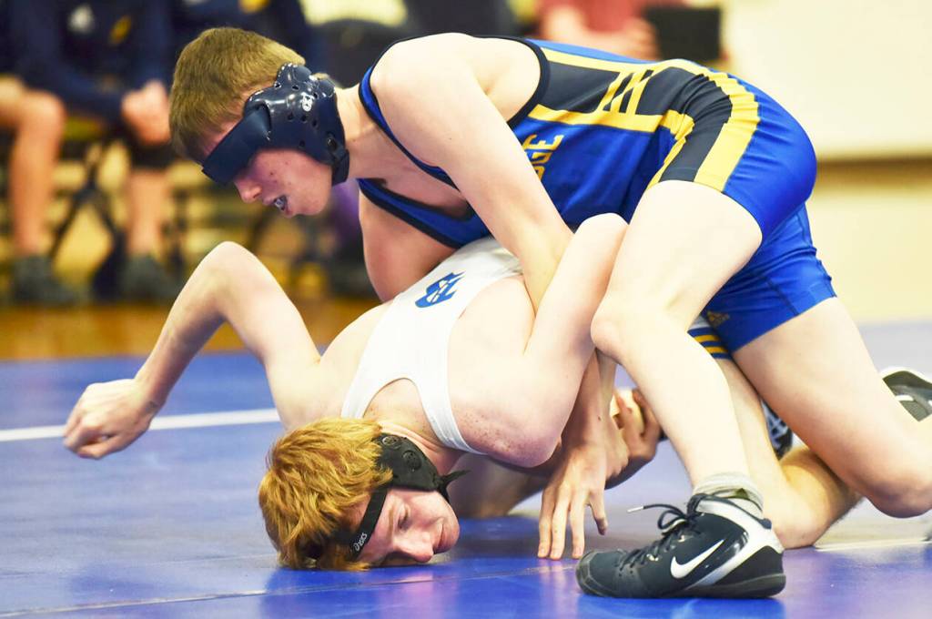 Harrison Cate of Bainbridge pinned Steve McIntyre of Bremerton in 53 seconds.