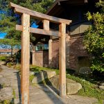 A new tori welcomes visitors to the garden at the Bainbridge Island Public Library. Nancy Treder/Bainbridge Island Review photos