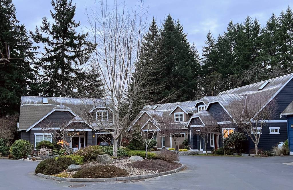 Looks like snowfall on a sunny day at Stanti Lane, not really. It's powder to protect the roof from moss.