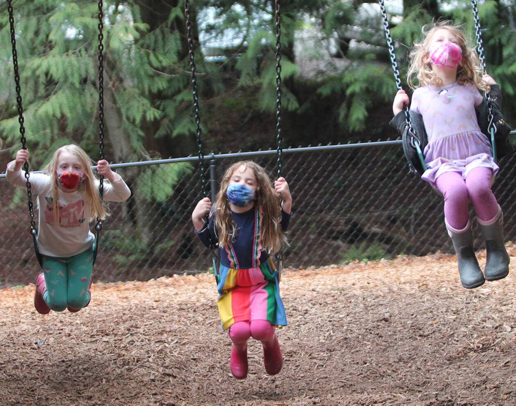 Swings are always popular with kids.