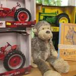 The store sells toys, with a focus on farm ones like tractors.