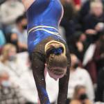 Steve Powell/Bainbridge Island Review photos
Avery Gray does a hand stand on the balance beam at state.
