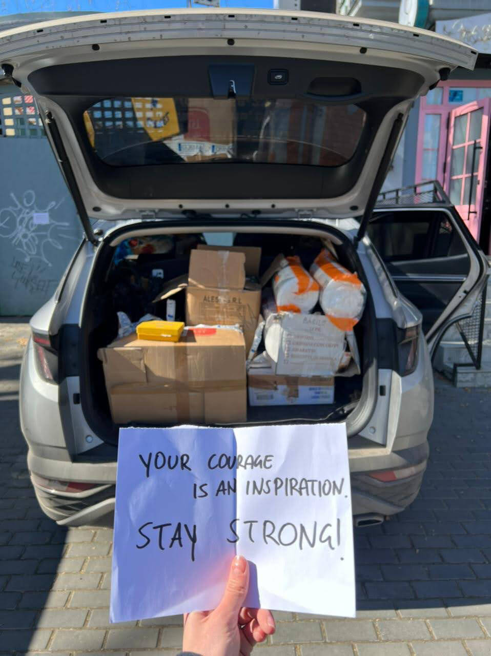 Dmitry Voloshenko courtesy photo
A note included in a humanitarian package to aid people in Ukraine.