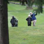 Andrew Grinter of Bainbridge hits his second shot off Hole No. 1 at White Horse Golf Club against Kingston.