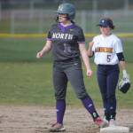 Junior Brearley Jane Curfman cover second base for Bainbridge.
