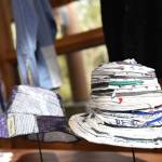 Bainbridge Arts & Crafts displayed hats made from recycled materials.