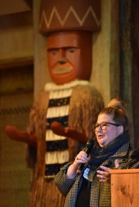 Keynote speaker Stacy Flynn shares innovations made in recycling textile waste products. Nancy Treder/Bainbridge Review photos