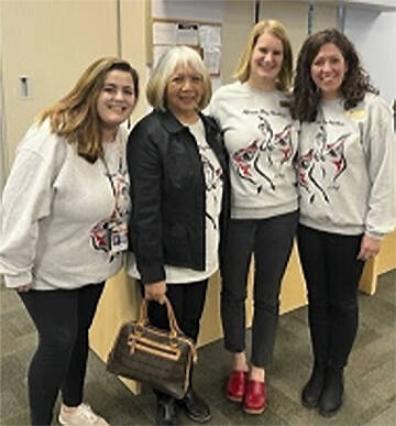 Reanna Rapada, Gina Corpuz, Amii Pratt and Kristen Haizlip celebrate Honor Thy Mother becoming part of the 8th-grade social studies curriculum on BI. Courtesy Photo