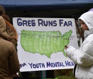 Nancy Treder / Bainbridge Island Review
Homemade map of Greg Nances route across the United States.