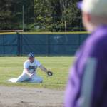 Spartan second baseman Joey Hildebrandt makes a diving play but wasnt able to throw out the NK runner from that position, resulting in an infield hit.