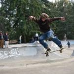 Bainbridge High School freshman Anders McInnis catches some air at the Strawberry Hill Skatepark this week. Nancy Treder/Bainbridge Review photos