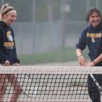 Kristina Walker and Aya Gatto share a laugh during a lighter side of the match.