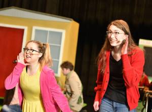 Nancy Treder/Bainbridge Island Review Photos
Addie Beermann and Lyra Cromwell in the roles of Ramona and Beezus Quimby in the BHS production by Beverly Cleary.