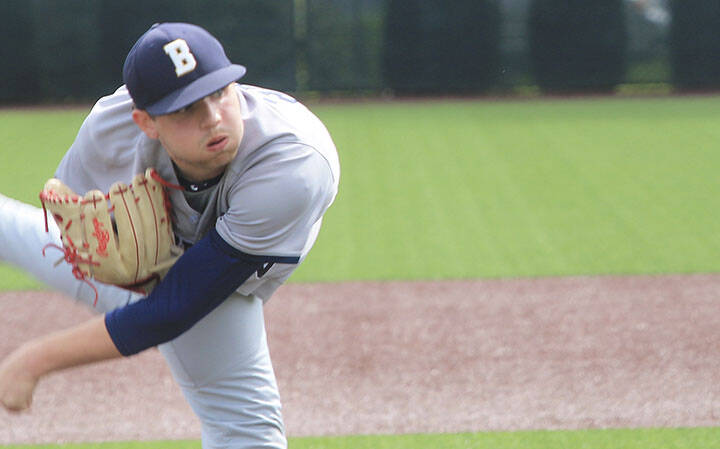 Bainbridge pitcher lefty Zach Duffy follows through on a throw.