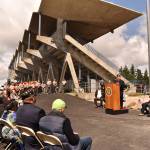 More than 150 people attended the rededication of the Veterans Memorial Monument at Bainbridge High School Monday. Nancy Treder/Bainbridge Review