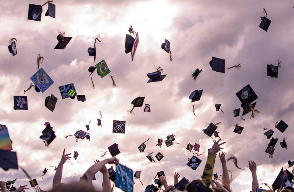 Johnny Bregar submitted this photo of caps being tossed into the air.