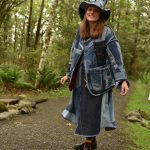 Isobel Coney modeled her denim dress, coat and hat ensemble during the Trashion Show hosted by Bainbridge Zero Waste at IslandWood June 12.