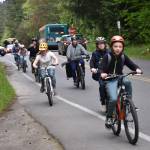 Students head to school for Bike Day.