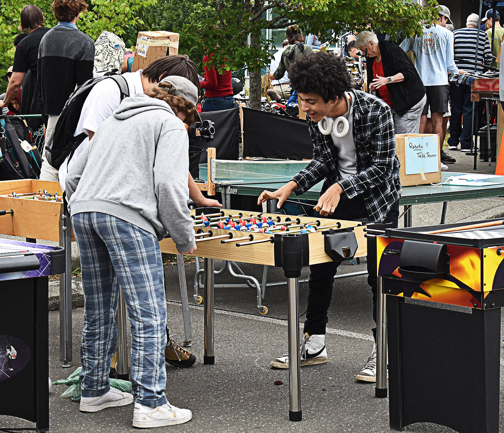 Nothing like having fun playing foosball to try it out before buying it.
