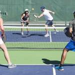 A foursome plays mixed doubles in pickleball. Courtesy Photo