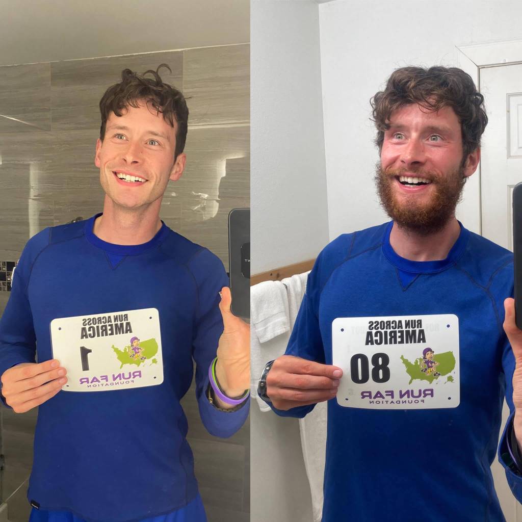 Side-by-side self-portraits show Nances transformation from day one to day 80.