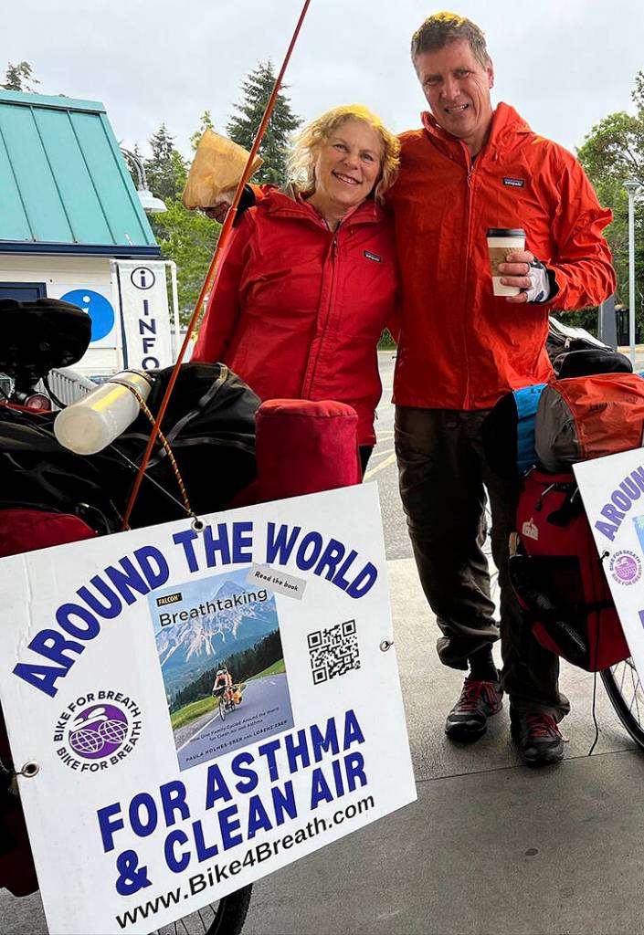 Paul and Lorenz Eber at the ferry as they start their journey July 3. Leslie Schneider/Courtesy Photo