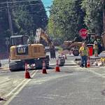Construction crews working at the corner of Sportsman Road and New Brooklyn Road. Nancy Treder/Bainbridge Island Review