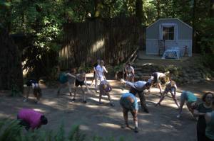 Elisha Meyer/Bainbridge Island Review Photo
Performers warm up on the stage area prior to their dress rehearsal.