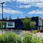 Work continues on the police-court facility on Madison Avenue. Steve Powell/Bainbridge Island Review Photos