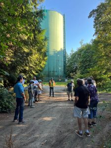 Community members learn about the citys plan to replace water Tank 2 located behind the softball field on at Bainbridge High School. Nancy Treder/Bainbridge Review