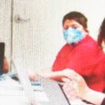 Olivia Hall, second from right, at her first REAC meeting as a member.