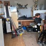 Currier assesses the area where his tools were stored and stolen during Labor Day weekend.