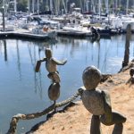 Two of Currier's pieces at Eagle Harbor Marina.