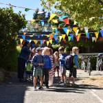 Ordway Elementary students look for their parents as they leave the building after their first day of school.