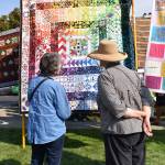 Friends Martin Gibbons and Joan Wenske drove from Port Townsend to view quilts.