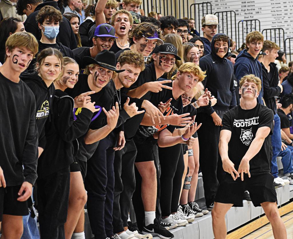 North Kitsaps student section showed up for the rivalry between the Vikings and Bainbridge Spartans.