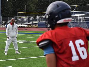 Tyler Lockett gave quarterback Jack Grant a read as an outside linebacker in passing drills.