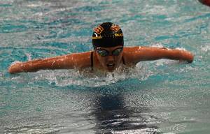 Kingstons Mimi Hays won both of her meets and qualified for districts in the 100-yard butterfly event. Nicholas Zeller-Singh/Kitsap News Group Photos