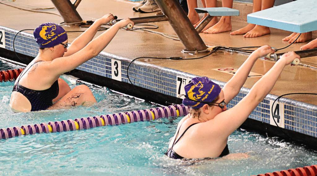 Sequims Keira Morey and Natalie Cross faced off in the first event of the meet.